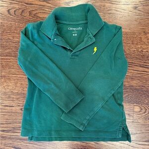 Crewcuts Green Polo with Yellow Bolt Embroidery